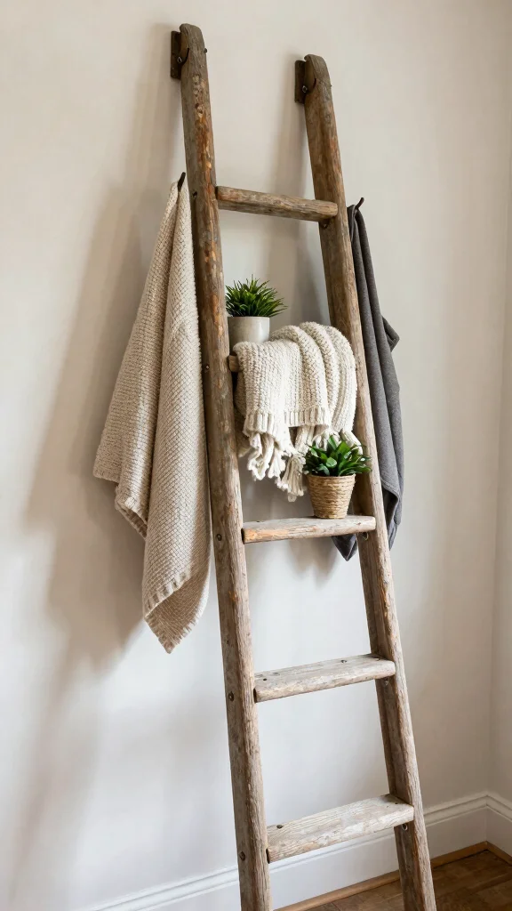 12 Entryway Hook Ideas for Coats, Bags, and an Organised Entrance - 3. Vintage Ladder Hooks 1