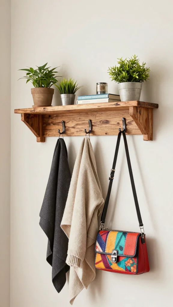 12 Entryway Hook Ideas for Coats, Bags, and an Organised Entrance - 6. Wall-Mounted Shelves with Hooks 1