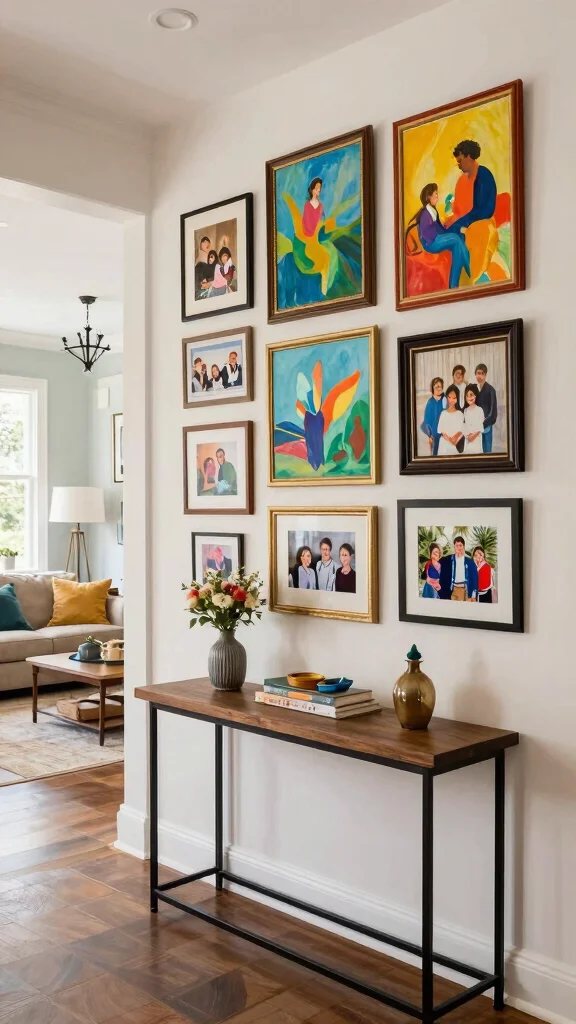 12 Entryway Into Living Space Ideas That Create a Seamless Welcoming Flow - 8. Artistic Wall Decor 1