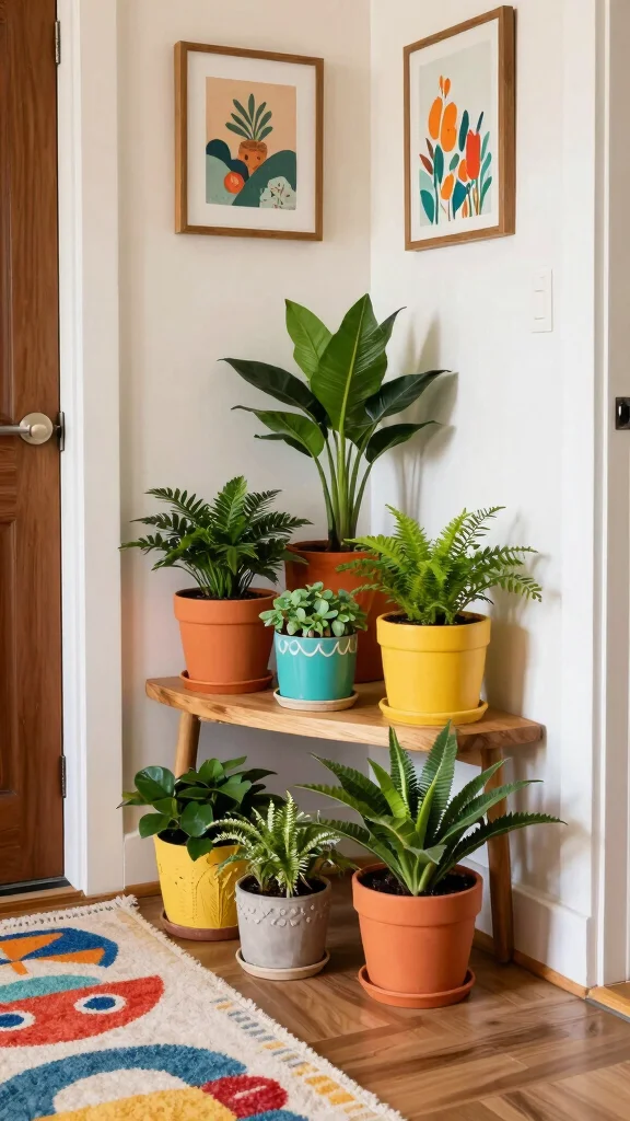 12 Entryway Kids Organization Ideas for a Tidy Family-Friendly Entrance - 10. Kid-Friendly Plant Corner 1