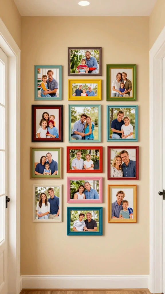 12 Entryway Kids Organization Ideas for a Tidy Family-Friendly Entrance - 12. Family Photo Collage 1