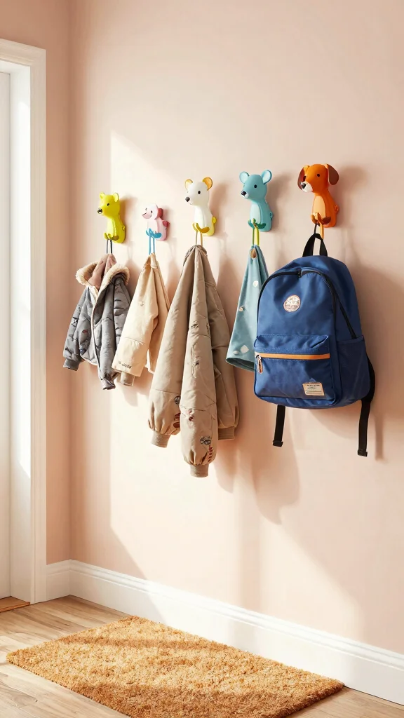 12 Entryway Kids Organization Ideas for a Tidy Family-Friendly Entrance - 2. Hooks for Little Hands 1