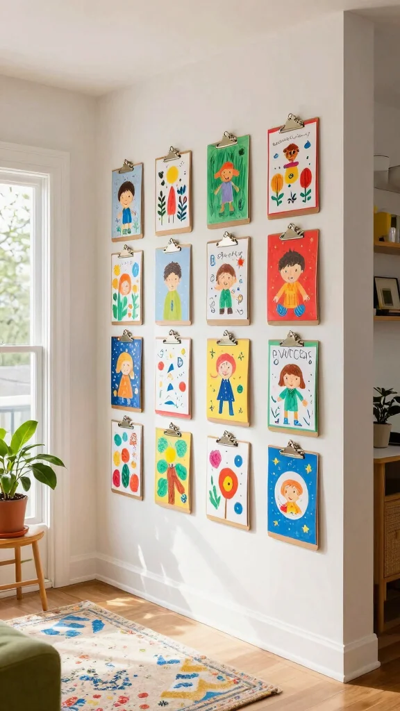 12 Entryway Kids Organization Ideas for a Tidy Family-Friendly Entrance - 5. Art Display Wall 1