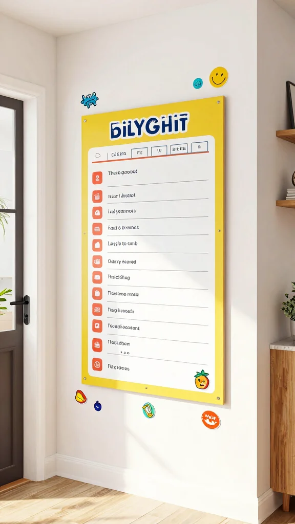 12 Entryway Kids Organization Ideas for a Tidy Family-Friendly Entrance - 7. Daily Checklist Board 1