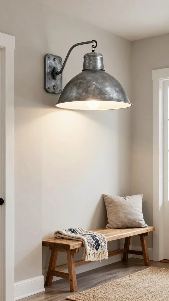 12 Entryway Light Fixtures That Elevate Every Ceiling Height and Style - 9. Vintage Farmhouse Barn Lights 1