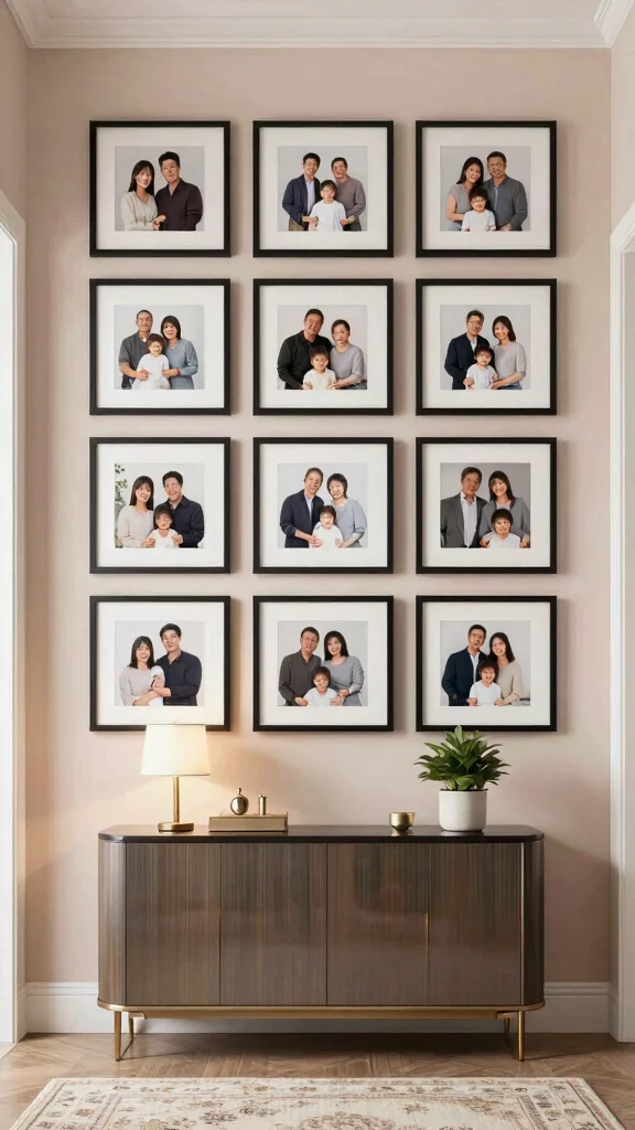 12 Entryway Photo Wall Concepts for a Personal Memory-Filled Display - 1. The Classic Grid Layout 1