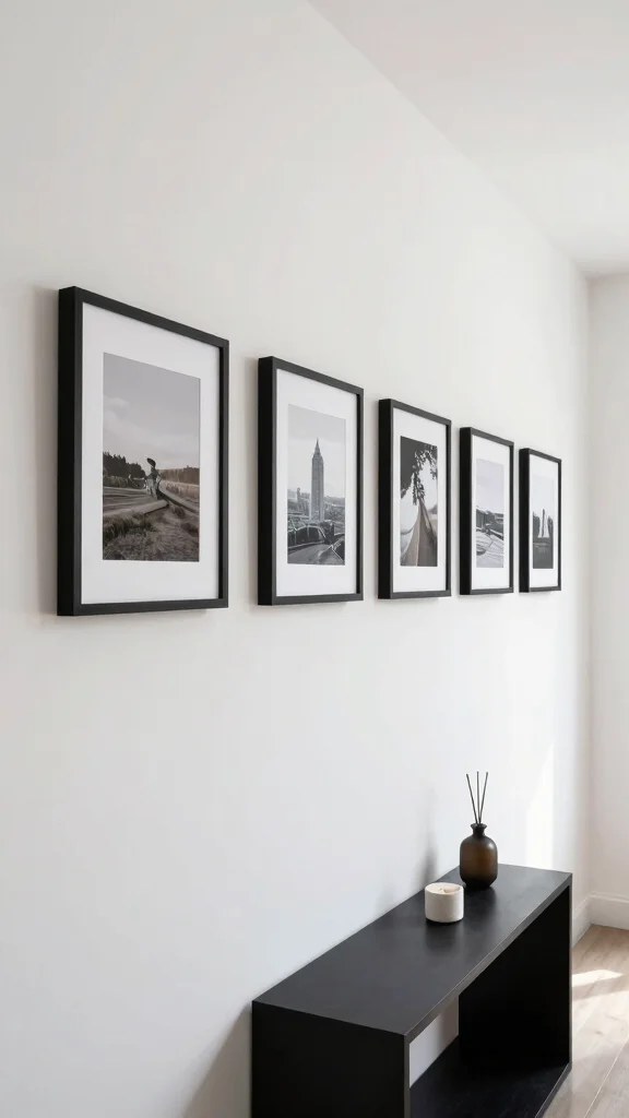 12 Entryway Photo Wall Concepts for a Personal Memory-Filled Display - 10. Minimalist Photo Strips 1