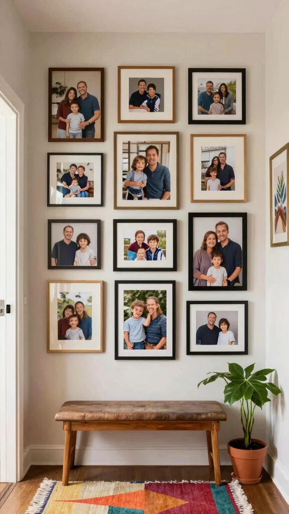 12 Entryway Photo Wall Concepts for a Personal Memory-Filled Display - 3. The Layered Look 1