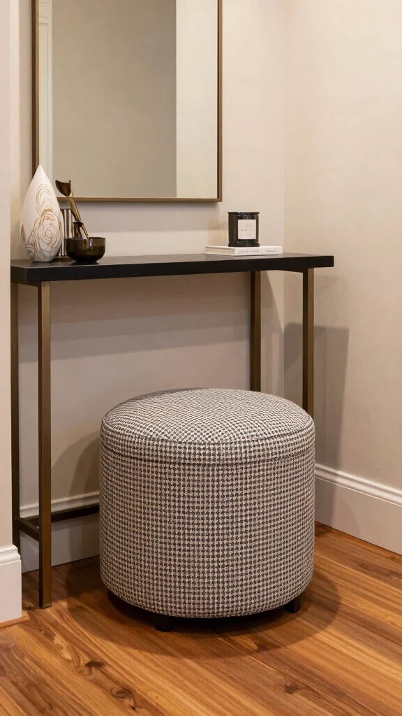 12 Entryway Seating Ideas That Make Your Entrance Welcoming and Functional - 10. Upholstered Ottoman 1