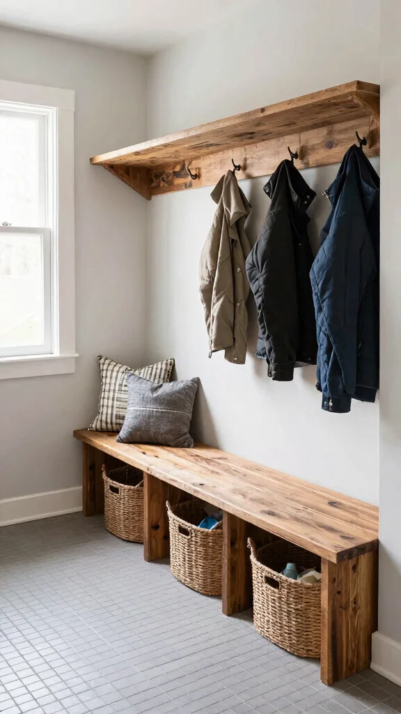 12 Entryway Seating Ideas That Make Your Entrance Welcoming and Functional - 2. Decorative Mudroom Seating 1