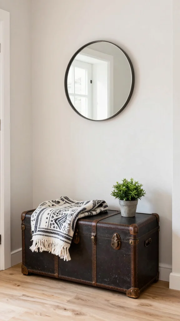 12 Entryway Seating Ideas That Make Your Entrance Welcoming and Functional - 5. Vintage Trunk as Seating 1