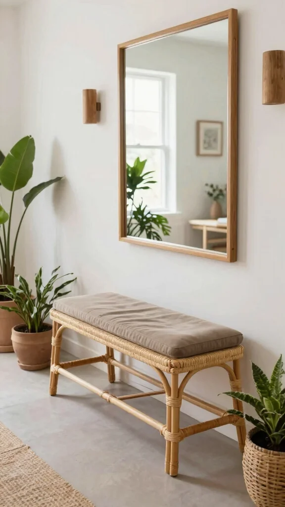 12 Hallway Bench Ideas That Are Both Beautiful and Practical - 11. Natural Fiber Bench 1