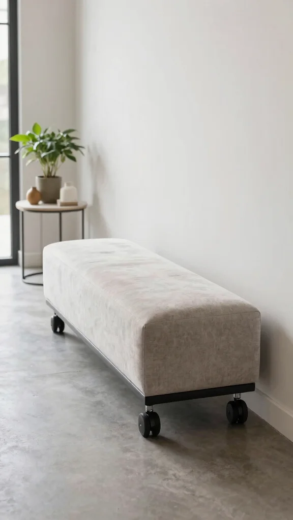 12 Hallway Bench Ideas That Are Both Beautiful and Practical - 9. Stylish Bench on Wheels 1