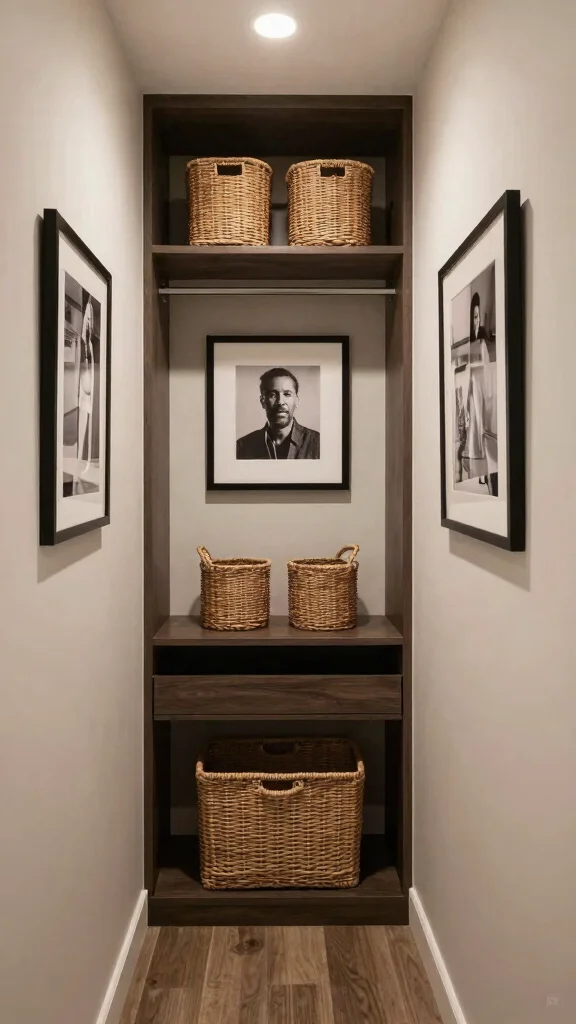 12 Hallway Closet Ideas for a Tidy Organised Entrance Space - 10. Visual Display and Art 1