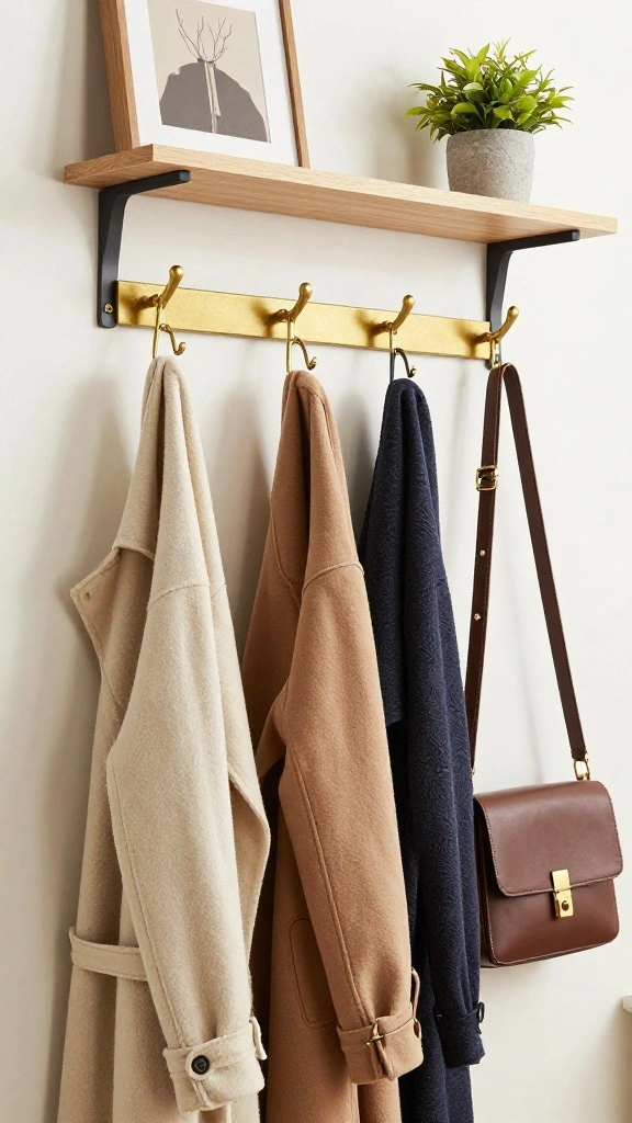 12 Hallway Closet Ideas for a Tidy Organised Entrance Space - 7. Stylish Hooks and Racks 1