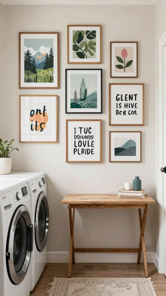12 Hallway Laundry Room Ideas That Hide Wash Day Beautifully - 6. Sophisticated Wall Art 1