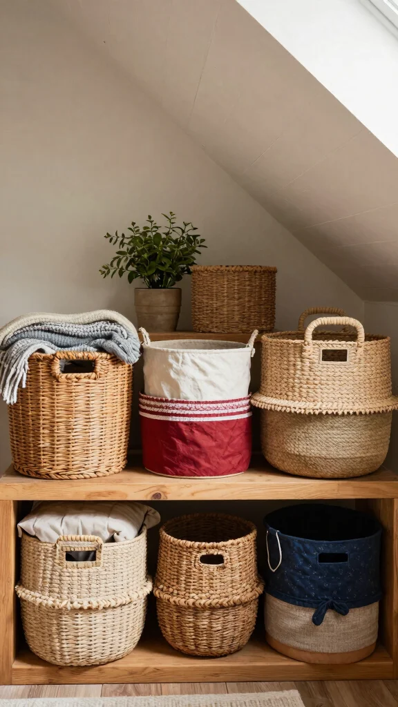 13 Attic Eaves Storage Ideas That Maximise Every Hidden Inch - 3. Decorative Storage Baskets 1