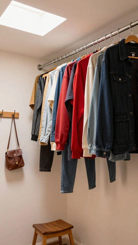13 Attic Eaves Storage Ideas That Maximise Every Hidden Inch - 4. Hanging Rods for Clothes 1