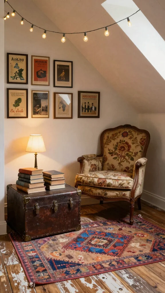 13 Attic Reading Nook Ideas That Make Every Sloped Corner Count - 2. Vintage Charm 1