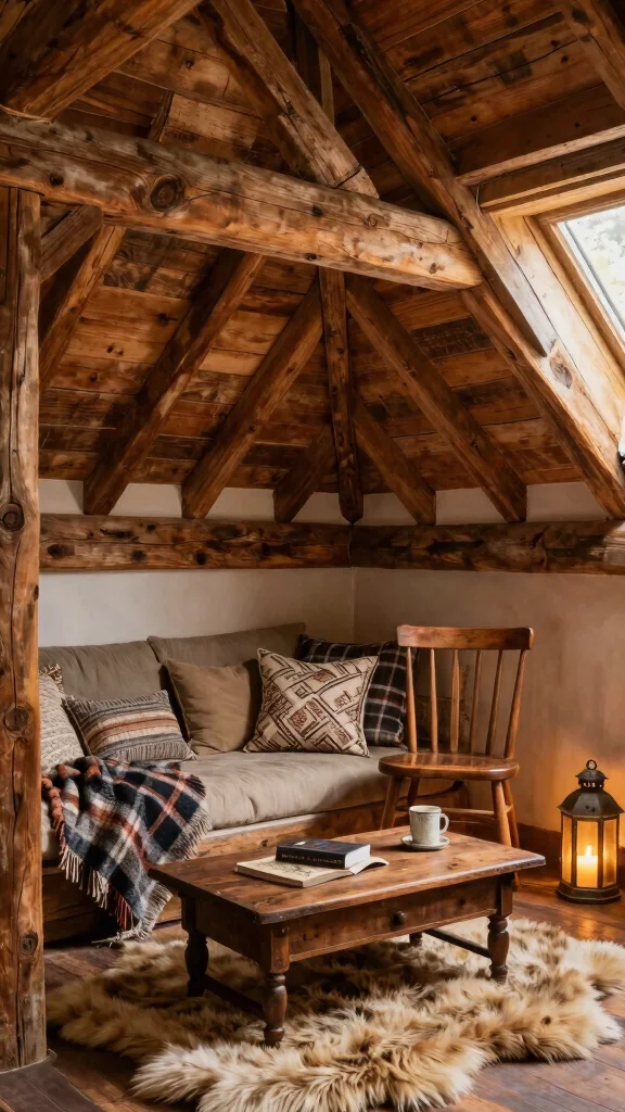 13 Attic Reading Nook Ideas That Make Every Sloped Corner Count - 9. Rustic Retreat 1