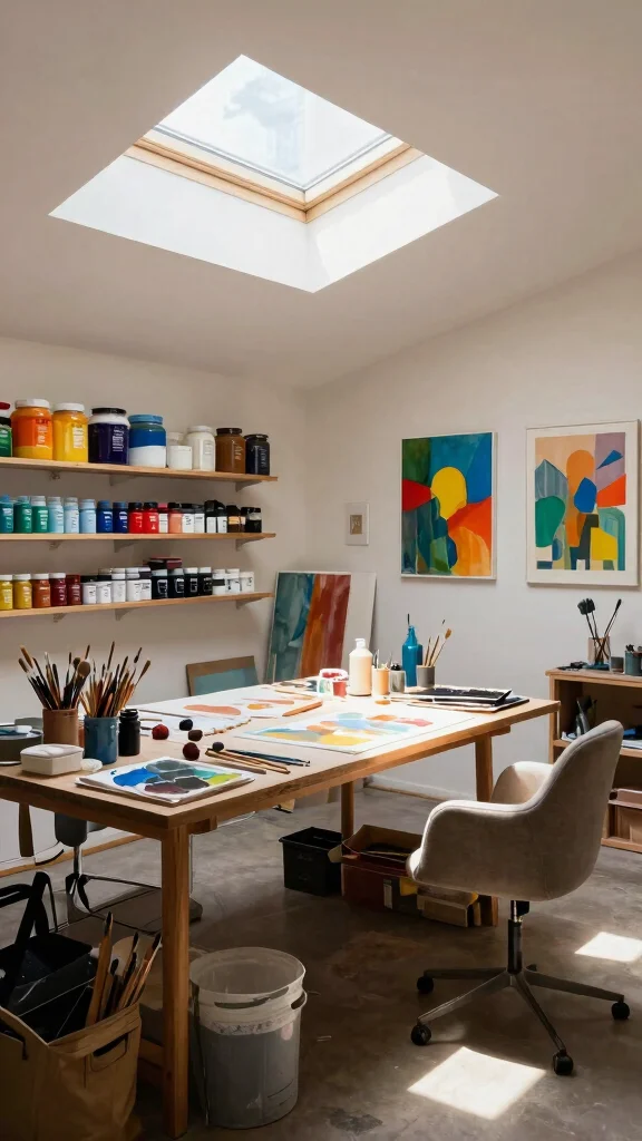 13 Attic Transformation Ideas for a Beautiful Functional New Living Space - 6. Artistic Studio Space 1
