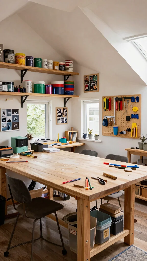 13 Attic Transformation Ideas for a Beautiful Functional New Living Space - 9. Unique Hobby Space 1