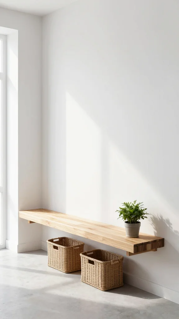 13 Entryway Bench Concepts That Are Both Beautiful and Practical - 11. Minimalist Floating Bench 1