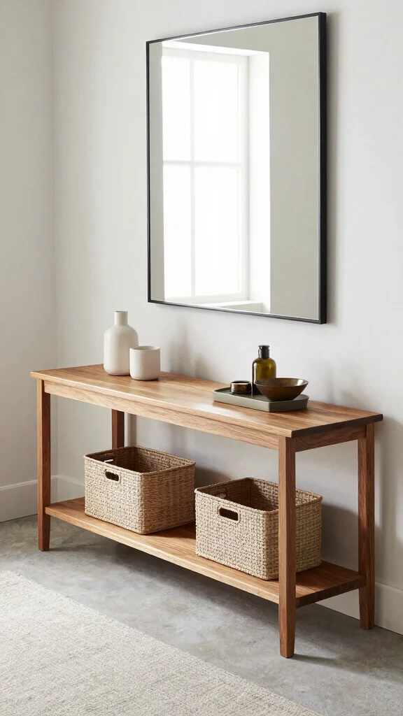 13 Entryway Bench Concepts That Are Both Beautiful and Practical - 9. Stylish Console Bench 1