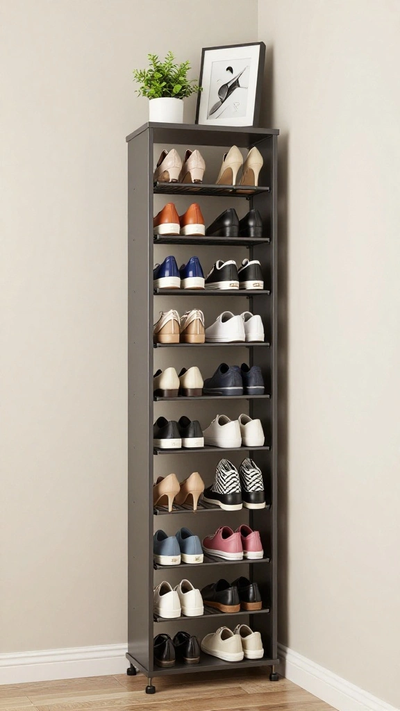 13 Entryway Closet Ideas for a Tidy Organised Entrance Space - 3. Vertical Shoe Racks 1