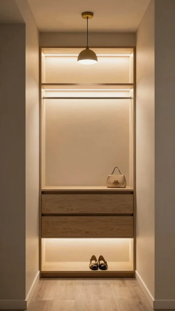 13 Entryway Closet Ideas for a Tidy Organised Entrance Space - 9. Creative Lighting Solutions 1