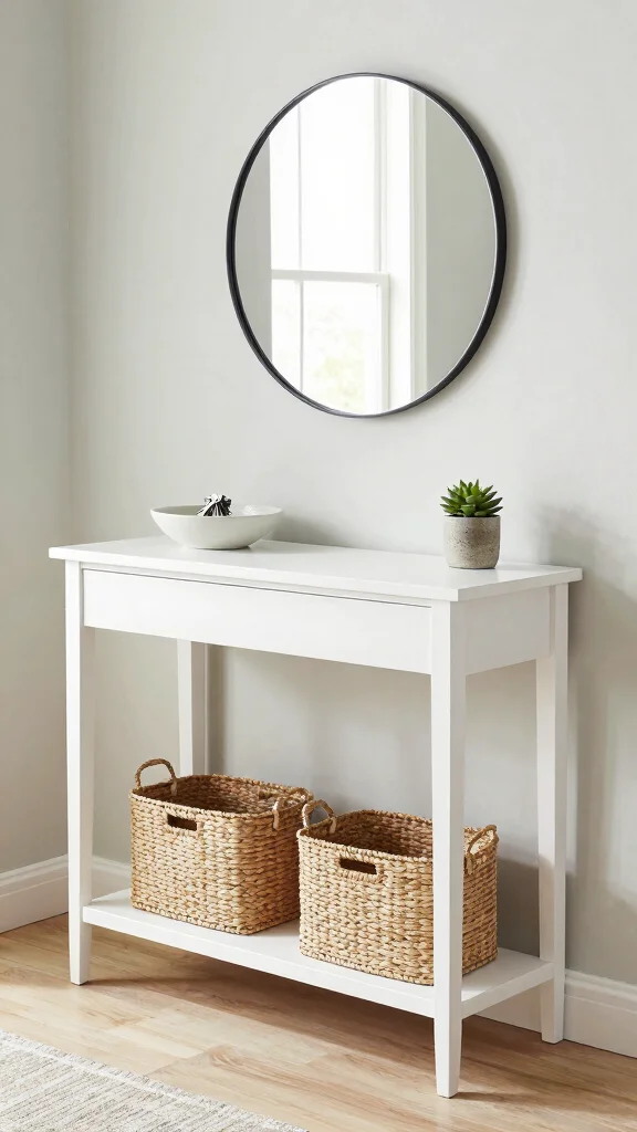 13 Entryway Organisation Ideas for a Tidy Functional Beautiful Space - 1. Use a Console Table for Stylish Storage 1
