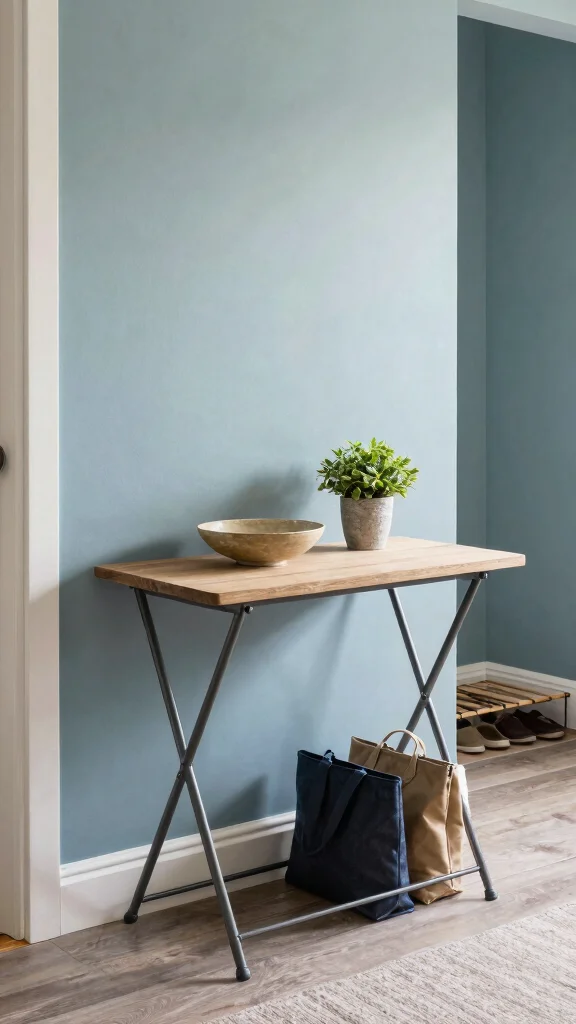 13 Entryway Organisation Ideas for a Tidy Functional Beautiful Space - 12. Consider a Folding Table 1
