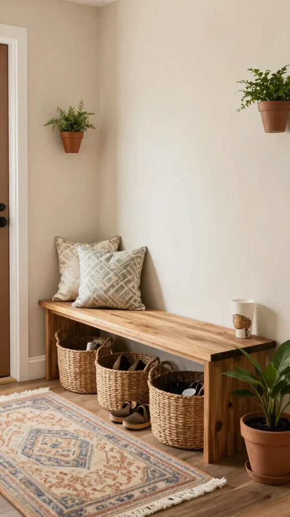 13 Entryway Organisation Ideas for a Tidy Functional Beautiful Space - 3. Utilize Under-Bench Storage 1