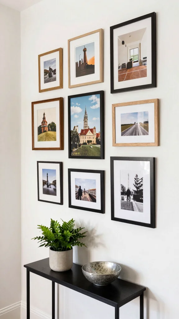 13 Entryway Organisation Ideas for a Tidy Functional Beautiful Space - 7. Design a Mini Gallery Wall 1