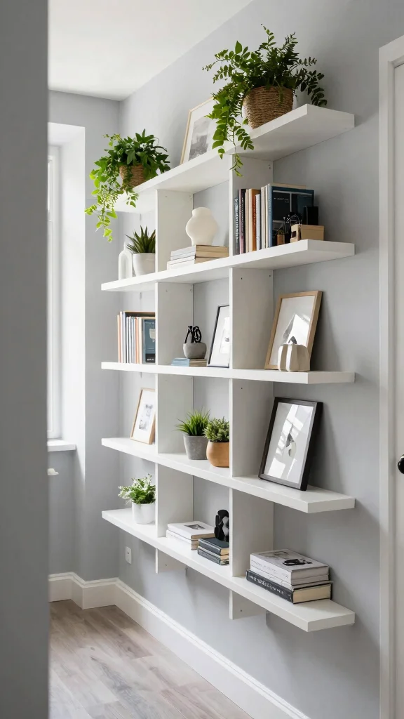 13 Hallway Built-In Ideas for a Seamless Custom Storage and Display - 2. Slimline Built-In Shelving 1