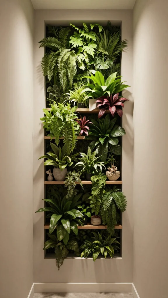 13 Hallway Built-In Ideas for a Seamless Custom Storage and Display - 8. Vertical Gardens as Wall Décor 1