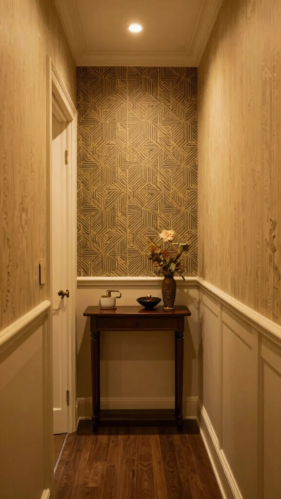 13 Hallway Concepts for Narrow Spaces That Are Both Stylish and Functional - 12. Layered Wall Treatments 1