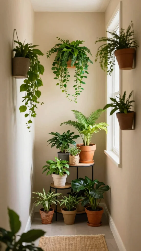 13 Hallway Concepts for Narrow Spaces That Are Both Stylish and Functional - 8. Indoor Plants 1