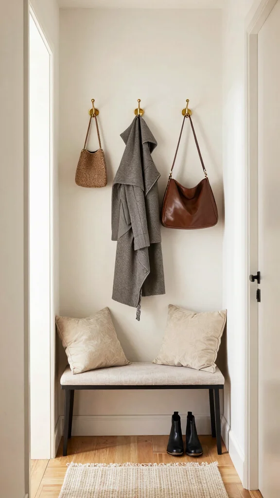13 Hallway Concepts for Narrow Spaces That Are Both Stylish and Functional - 9. Hooks for Organization 1