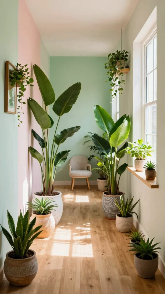 13 Hallway Furniture Ideas for a Functional Stylish Welcoming Space - 11. Botanical Accents for Freshness 1