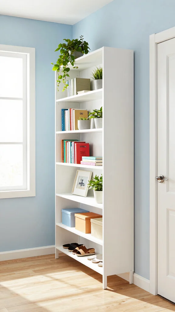13 Hallway Furniture Ideas for a Functional Stylish Welcoming Space - 3. Shelving Units for Stylish Storage 1