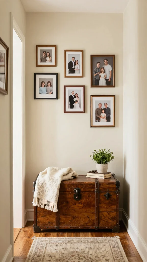 13 Hallway Furniture Ideas for a Functional Stylish Welcoming Space - 6. Decorative Trunks for Vintage Flair 1