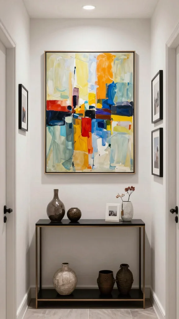 13 Hallway Furniture Ideas for a Functional Stylish Welcoming Space - 9. Statement Artwork for a Personal Touch 1