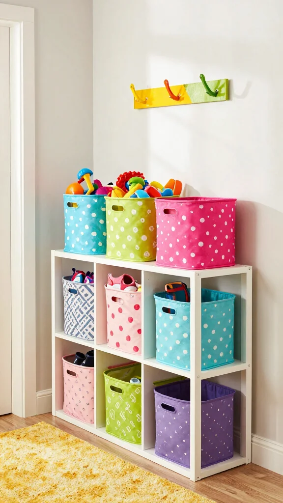 13 Hallway Unit Ideas for Storage Display and Every Entrance Style - 5. Colorful Storage Baskets 1