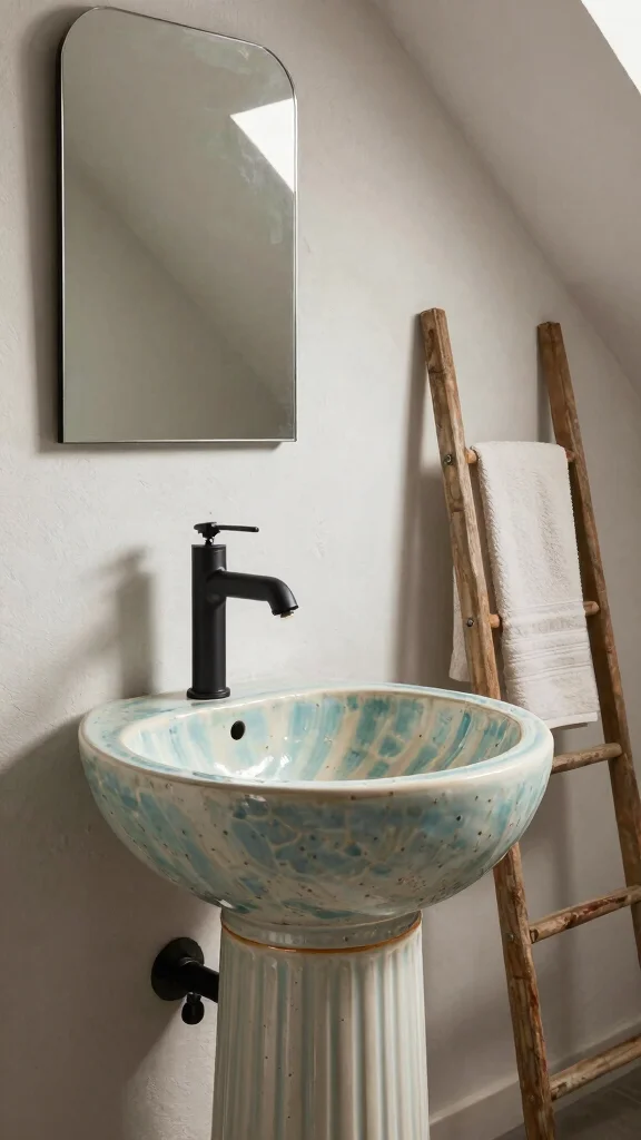 14 Attic Bathroom Concepts for a Beautiful Functional Top-Floor Space - 7. Unique Fixtures: Standout Sinks and Faucets 1