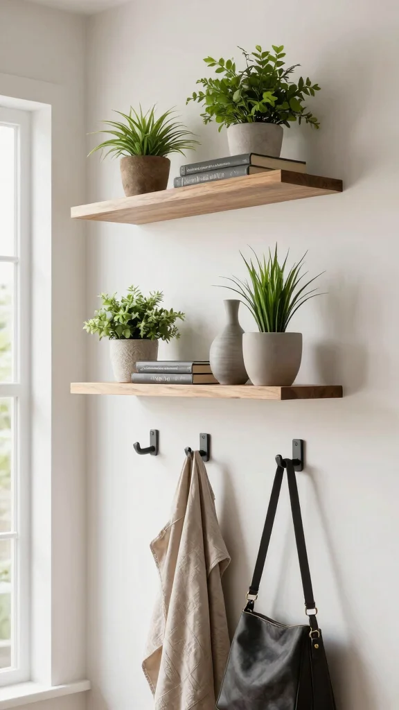 14 Entryway Furniture Ideas for a Functional Stylish Welcoming Space - 3. Wall-Mounted Shelves 1
