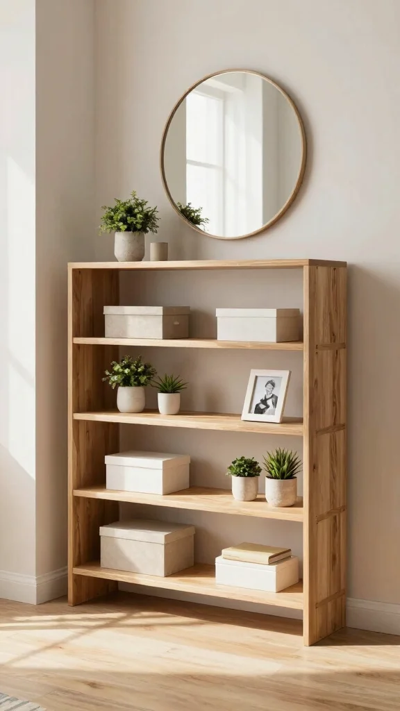 14 Entryway Mudroom Concepts for a Practical Stylish Transition Space - 1. Minimalist Open Shelving 1