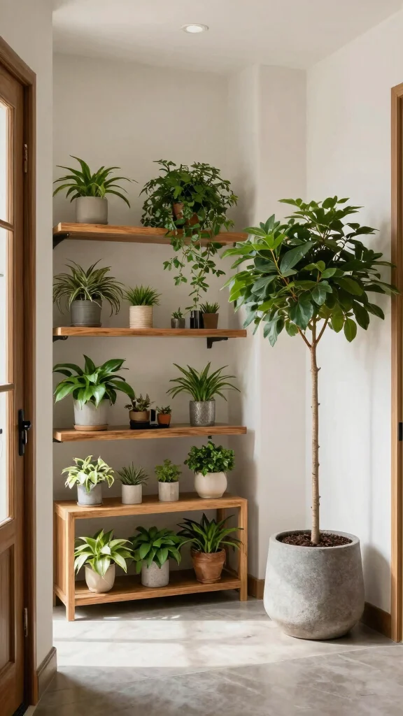 14 Entryway Mudroom Concepts for a Practical Stylish Transition Space - 6. Greenery and Natural Elements 1