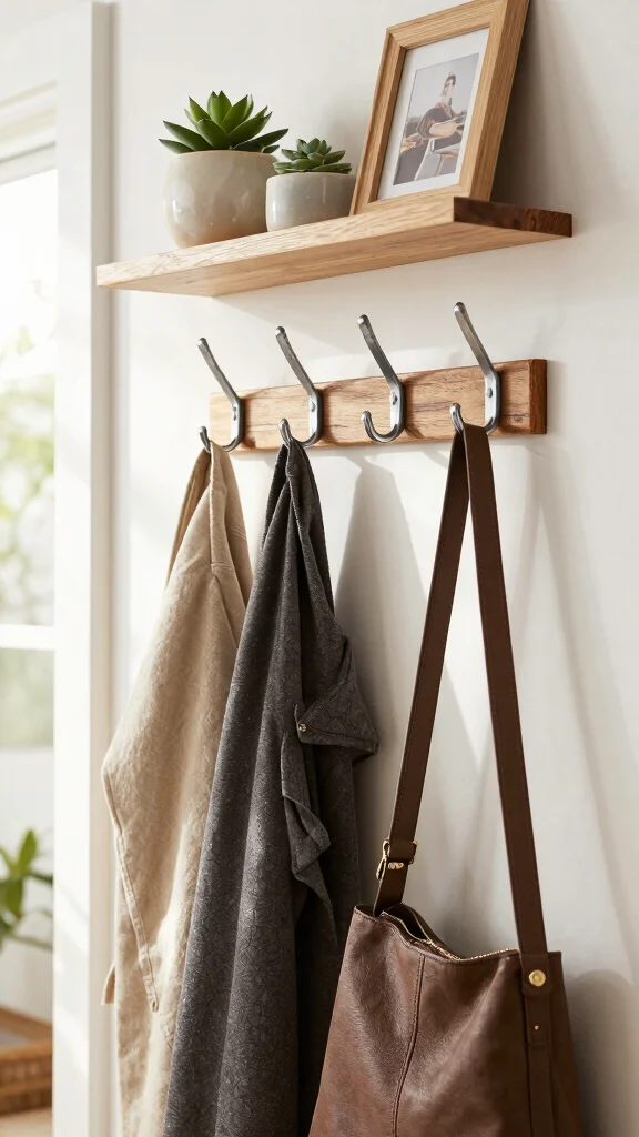 14 Entryway Storage Solutions That Keep Your Entrance Clutter-Free and Stylish - 1. Wall-Mounted Hooks for Quick Grab Items 1