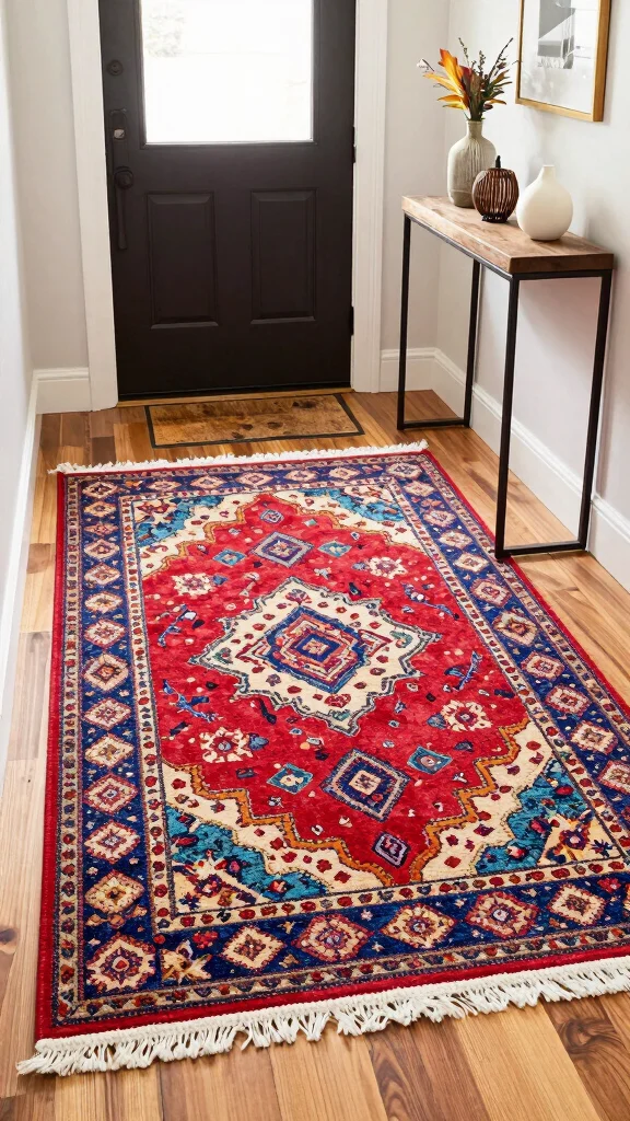 14 Entryway Storage Solutions That Keep Your Entrance Clutter-Free and Stylish - 11. Entryway Rugs for Style and Function 1